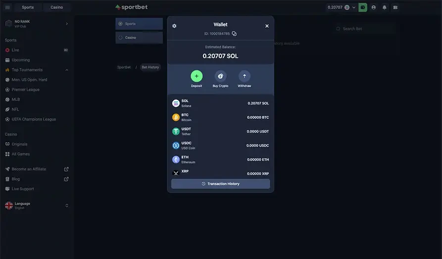 Sportbet Wallet Landscape screenshot image #1 for Sportbet One