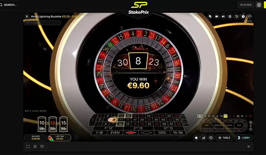 Stake Pix Winning on Hindi Lightning Roulette Landscape screenshot image #1 for Stake Prix Casino