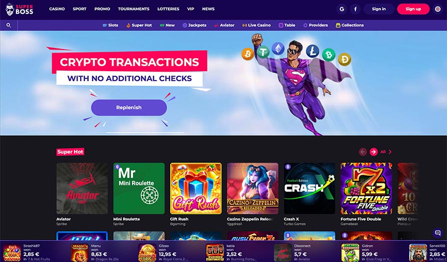 Main screenshot image for Superboss Casino