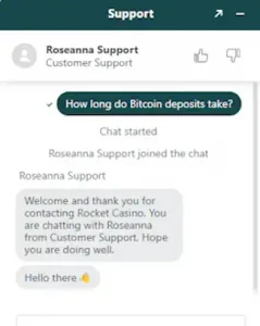 support live chat with casino rocket