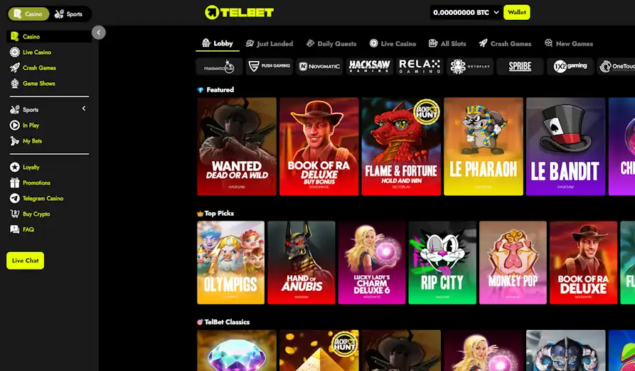 Telbet Casino game page Landscape screenshot image #1 for Telbet Casino