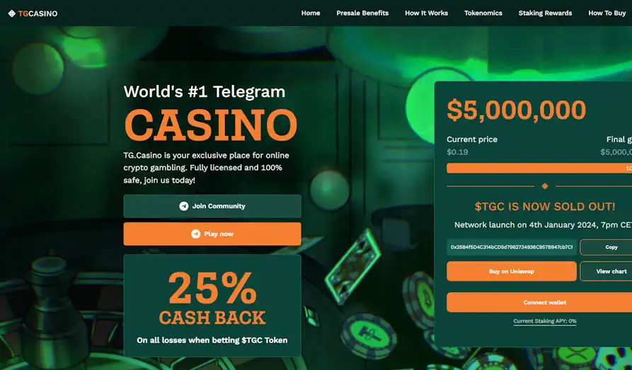 TG Casino token Landscape screenshot image #1 for TG Casino