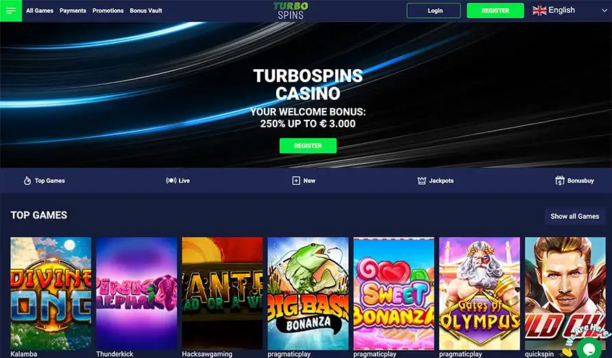 Screenshot image #1 for Turbo Spins Casino