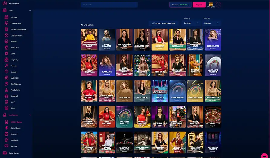 Vawzen Gaming Live Casino Selection Landscape screenshot image #1 for Vawzen Gaming