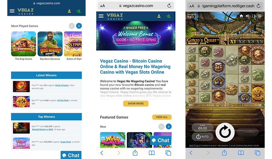 Landscape screenshot image #1 for Vegaz Casino