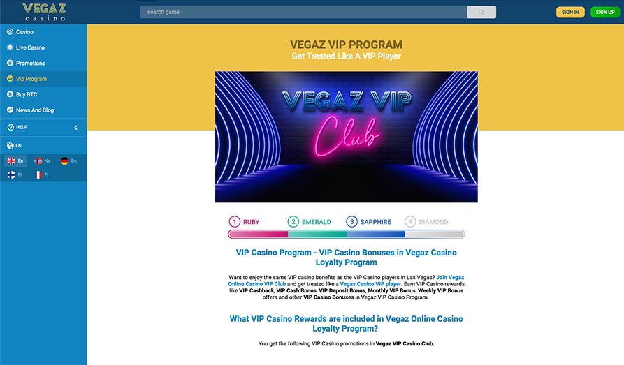 Screenshot image #2 for Vegaz Casino