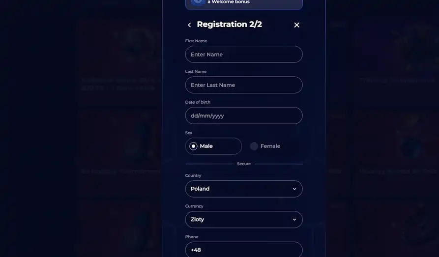 Viper Win Casino registration KYC Landscape screenshot image for Viper Win Casino