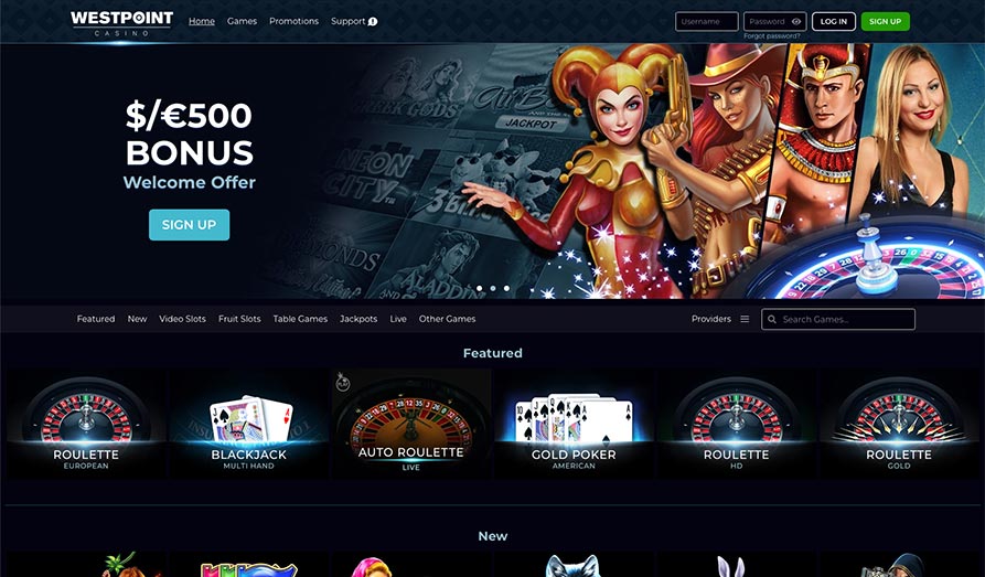Main screenshot image for Westpoint Casino