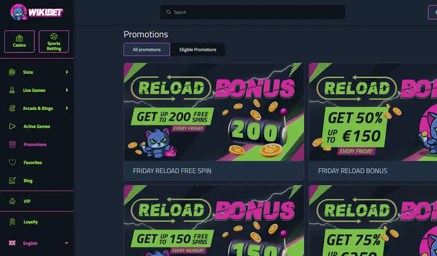 Wikibet bonuses Landscape screenshot image #1 for Wikibet Casino