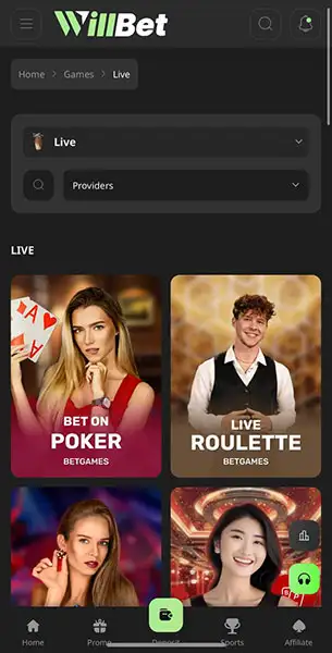 Willbet Casino mobile screenshot #3 Mobile Screenshot image #3 for Willbet Casino