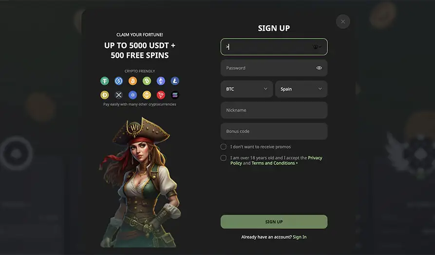 Willbet registration screen KYC Landscape screenshot image for Willbet Casino