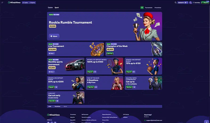 Win Airlines Casino Tournaments Landscape screenshot image #1 for Win Airlines Casino