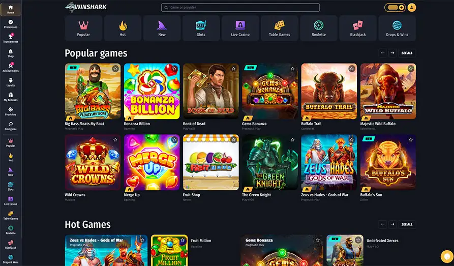 Main screenshot image for Win Shark Casino