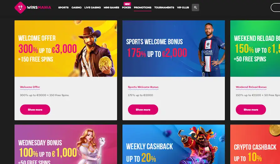 Wins Mania promo Landscape screenshot image #1 for Wins Mania Casino