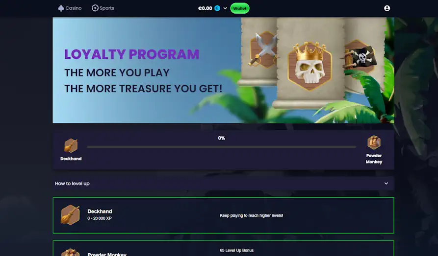 Wreck Bet Casino loyalty scheme Landscape screenshot image #1 for Wreck Bet