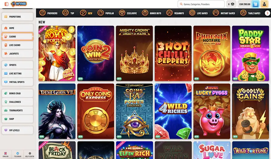 Wyns Casino Newest Slots Landscape screenshot image #1 for Wyns Casino