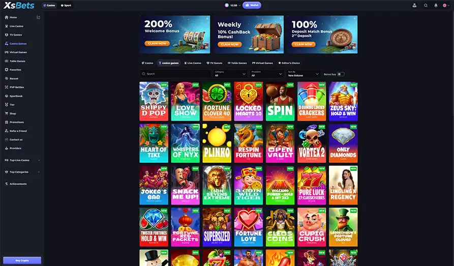 XS Bets Casino Games Landscape screenshot image #1 for XS Bets