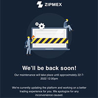 Zipmex with a back soon notification